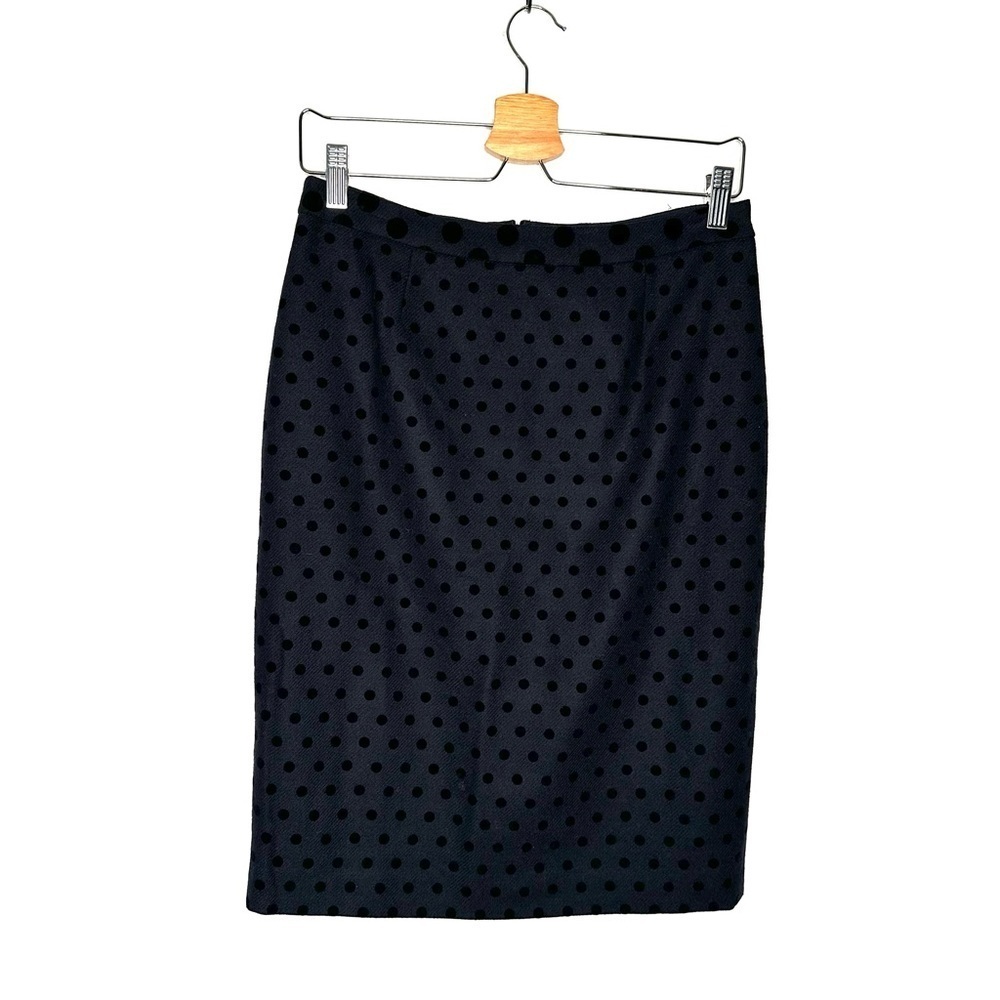 Boden | Black Wool Velvet Polka Dot Pencil Skirt Size 6
